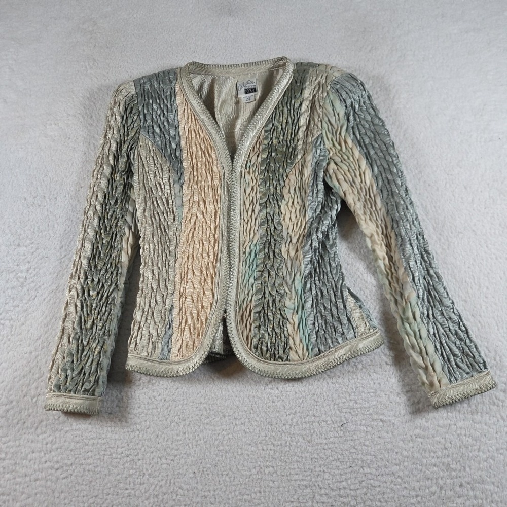 Vintage Jeanne Marc Quilted Jacket Crinkle Ruched Women's Size XS 4/6